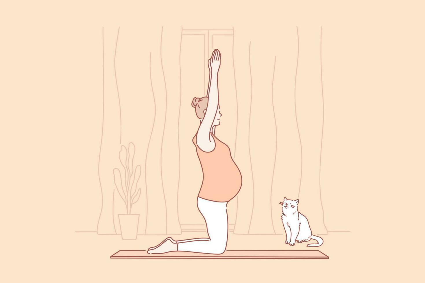 Pregnancy, motherhood, yoga concept. vector