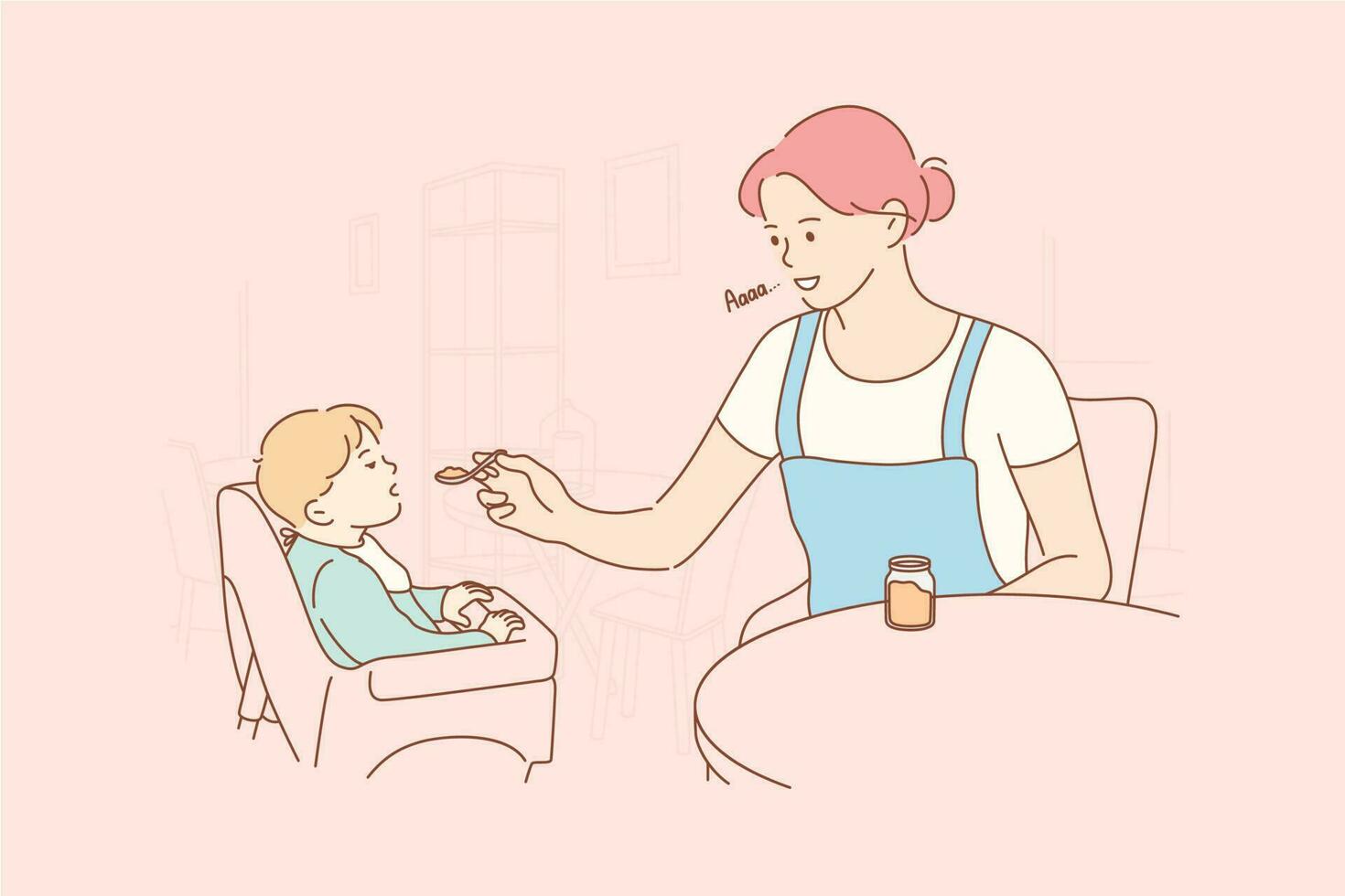 Motherhood, childhood, food, family concept vector