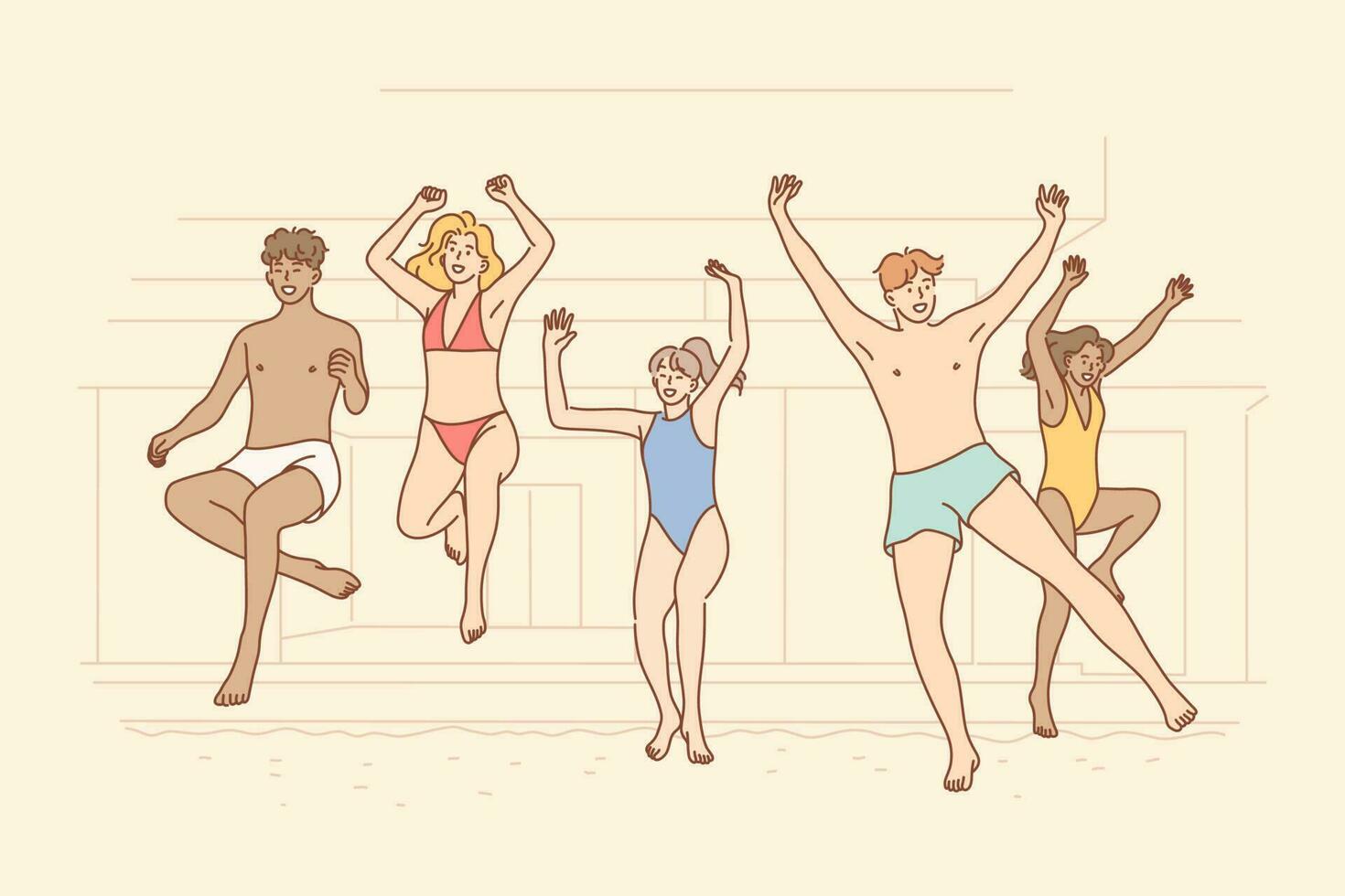 verano, fiesta, divertido, día festivo, amistad concepto vector