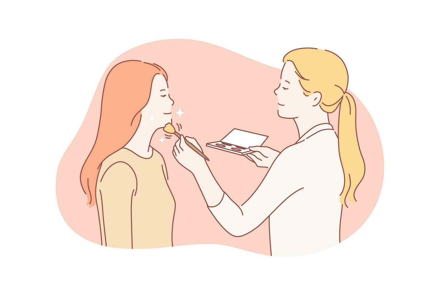 Woman putting on makeup concept vector