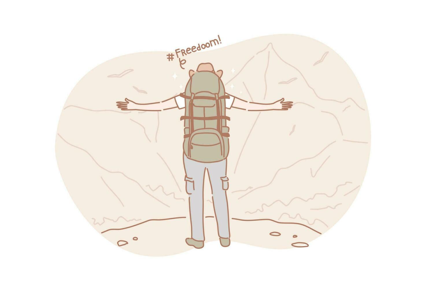 Freedom, travel, hiking concept vector