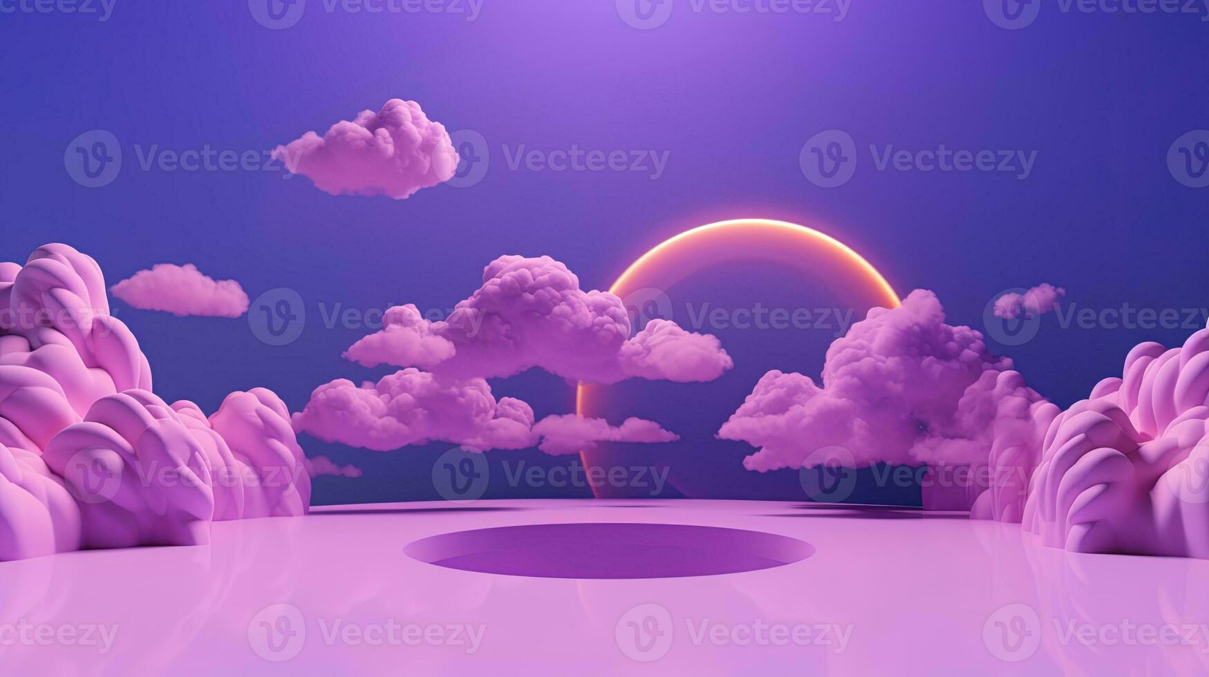 3d rendering of purple abstract background. Minimal scene with clouds. photo