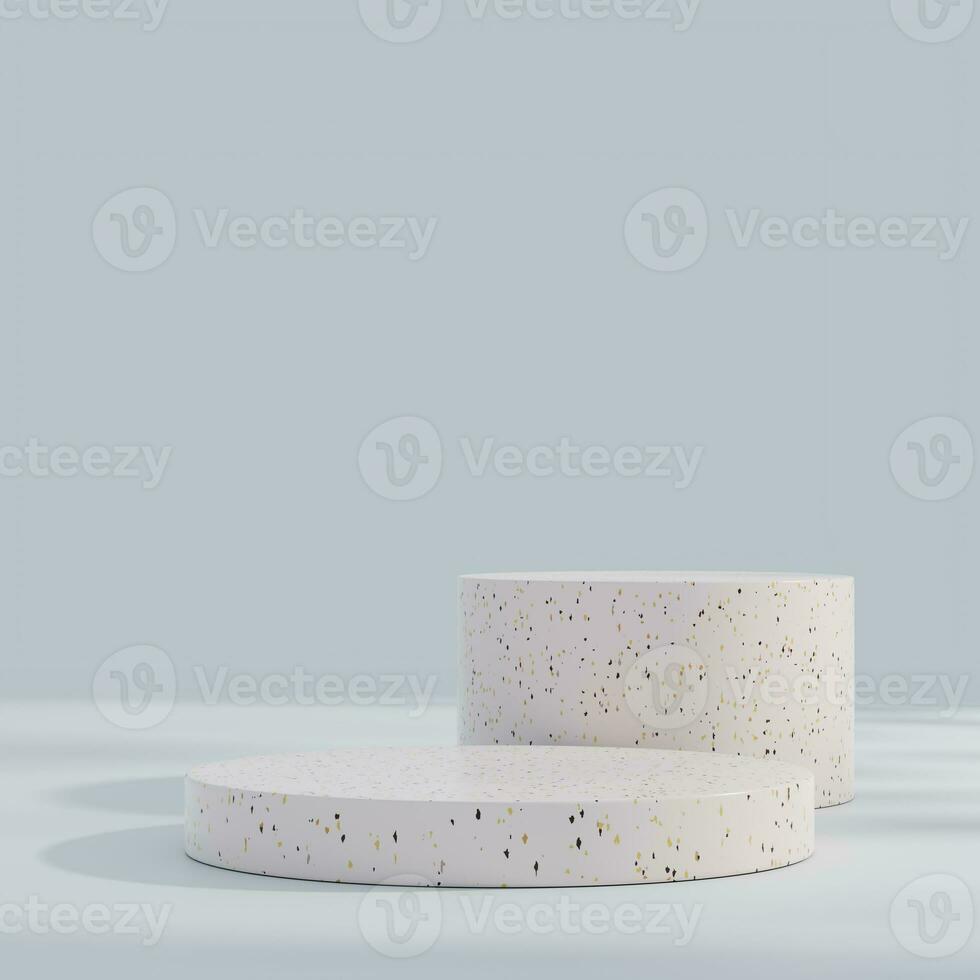 Brown and white pastel backdrop wall 3d render image mockup background of terrazzo podium in the circle. photo