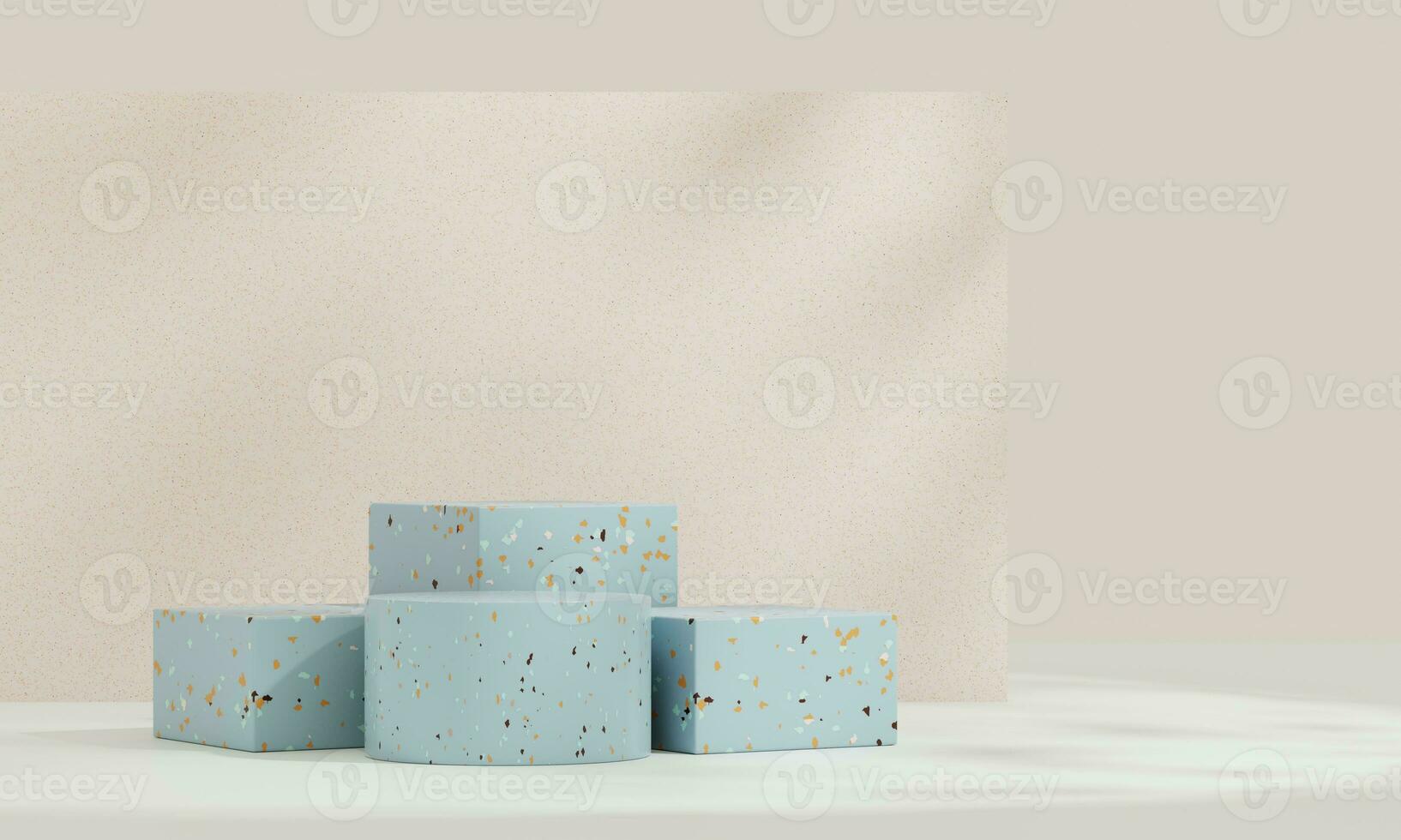 Brown and white pastel backdrop wall 3d render image mockup background of terrazzo podium. photo