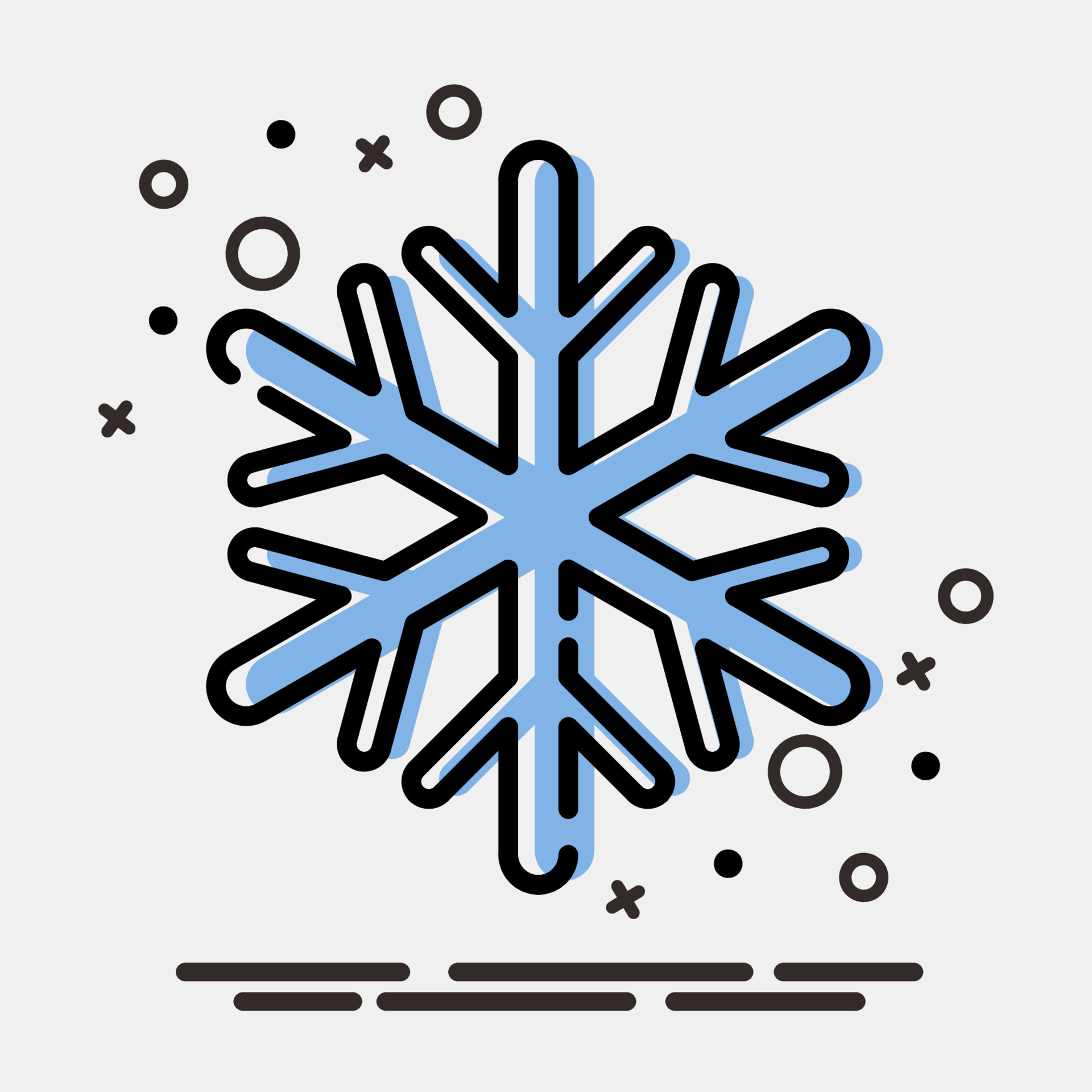 Icon frost resistance. Packaging symbol elements. Icons in MBE style