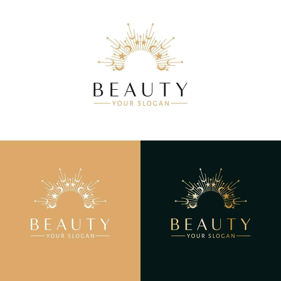 Beauty vector logo design. Modern crown logotype. Luxury logo template.