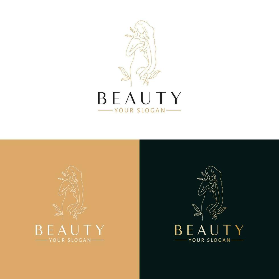 belleza vector logo diseño. Venus diosa logotipo femenino logo modelo.