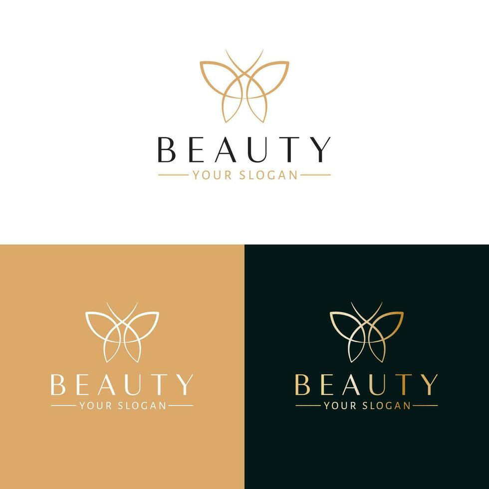Beauty vector logo design. Butterfly logotpe. Modern one line logo template.