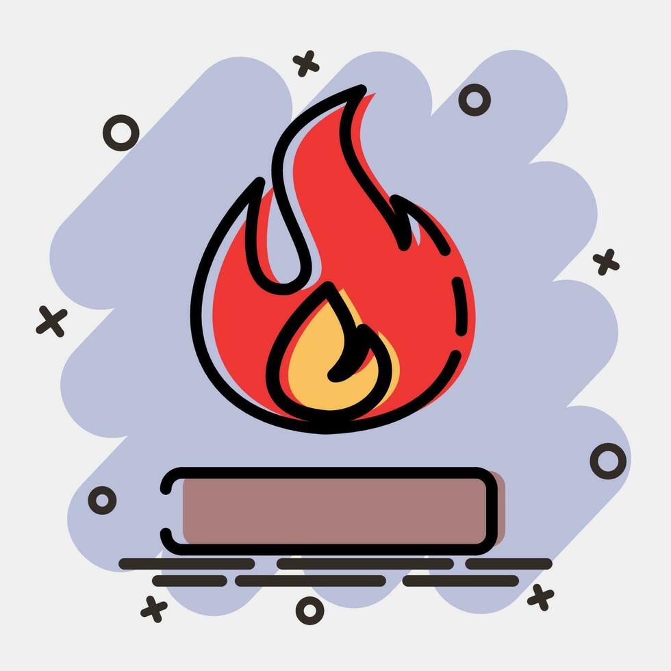 Icon flamable. Packaging symbol elements. Icons in comic style. Good for prints, posters, logo, product packaging, sign, expedition, etc. vector