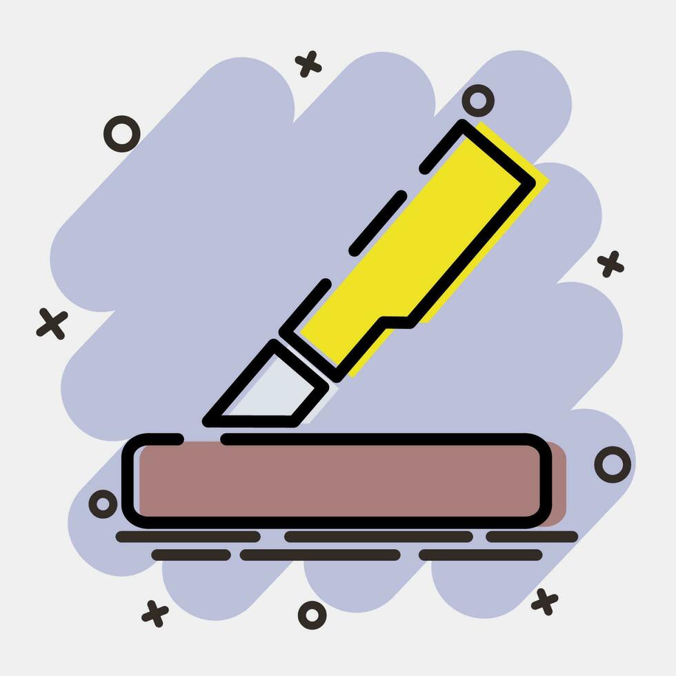 Icon use cutter. Packaging symbol elements. Icons in comic style. Good for prints, posters, logo, product packaging, sign, expedition, etc. vector