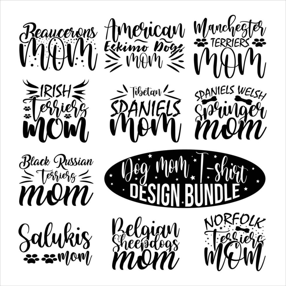 Dog mom quotes T shirt design Bundle vector