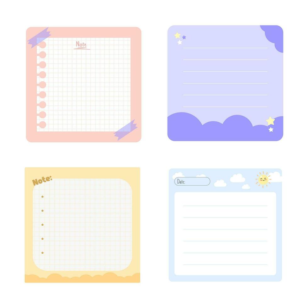 Aesthetic Sticky Notes Kit - cute Colorful Vector Organizational Elements.  Set of Dairy planner or bullet journal stickers 27304577 Vector Art at  Vecteezy