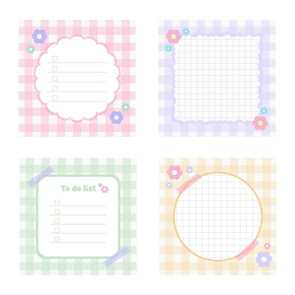 cute hand drawn notebook label, Memo Pad, pastel notepad, to do list note pad, notes with sticky tap vector