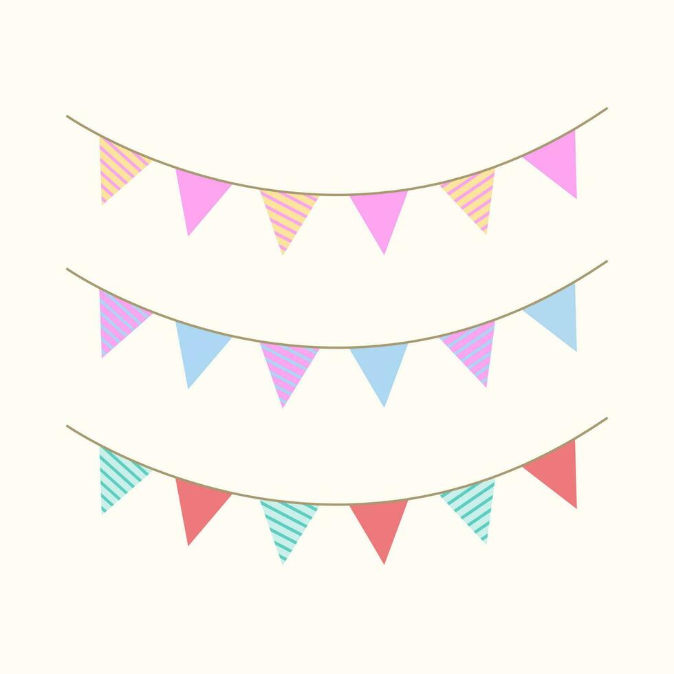 Party flags, Bunting flags, flag pennant chain for party, event, festive. Birthday celebration banners vector