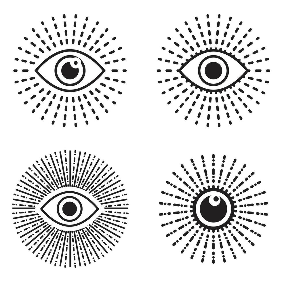 conjunto de azul ojo logo, icono. vector ilustración.