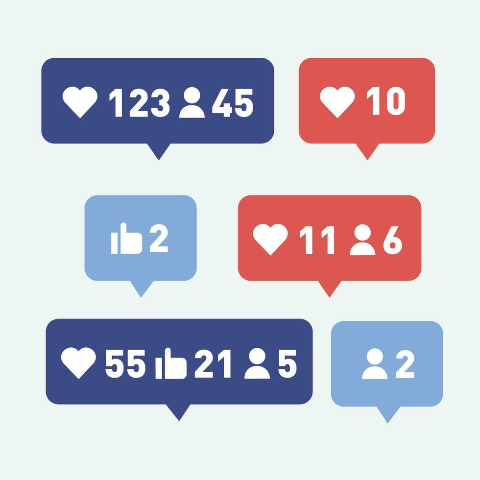 Social media Instagram notifications icons set . like, follower, comment. Vector illustration