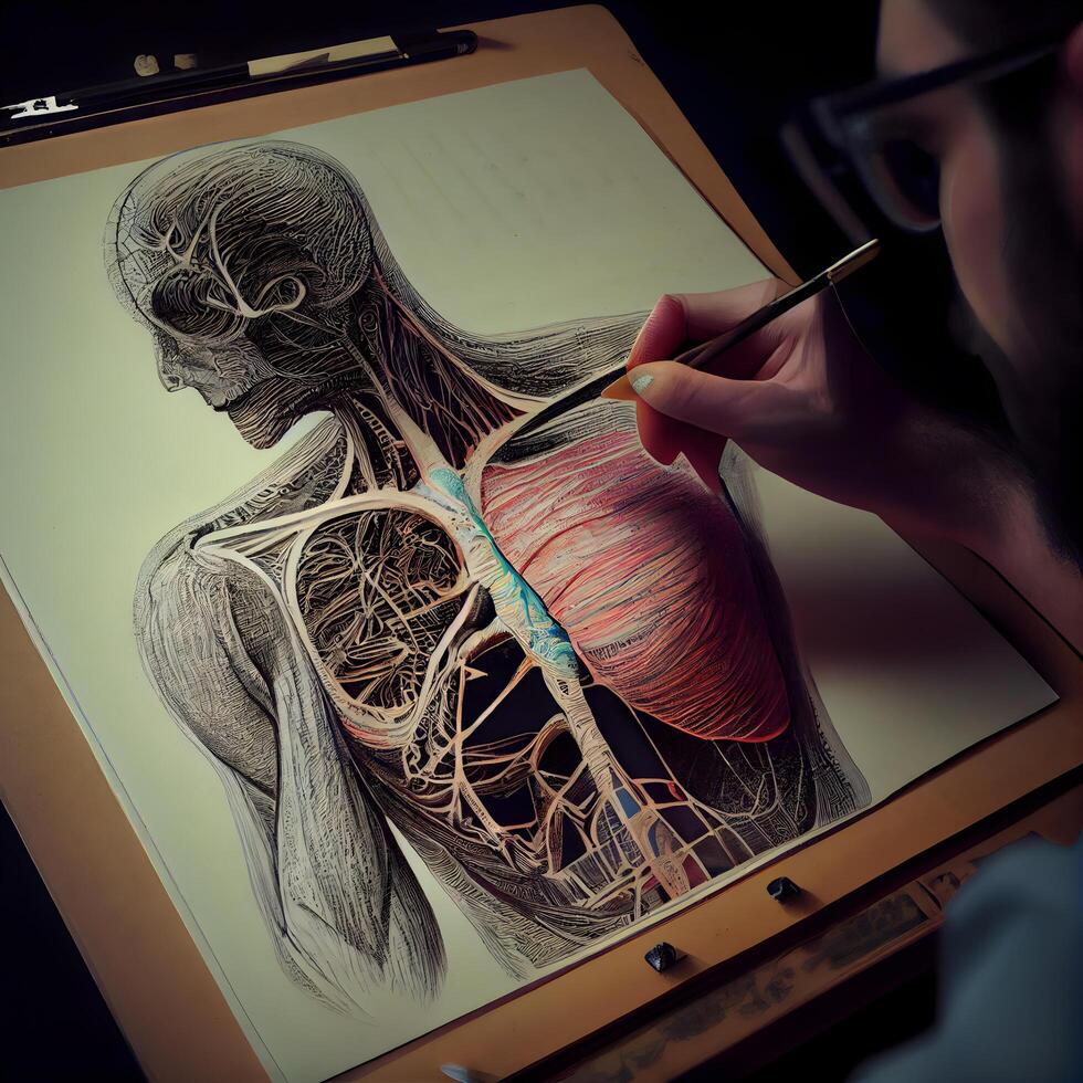 Doctor examining an x-ray image of a human heart, conceptual image, Image photo