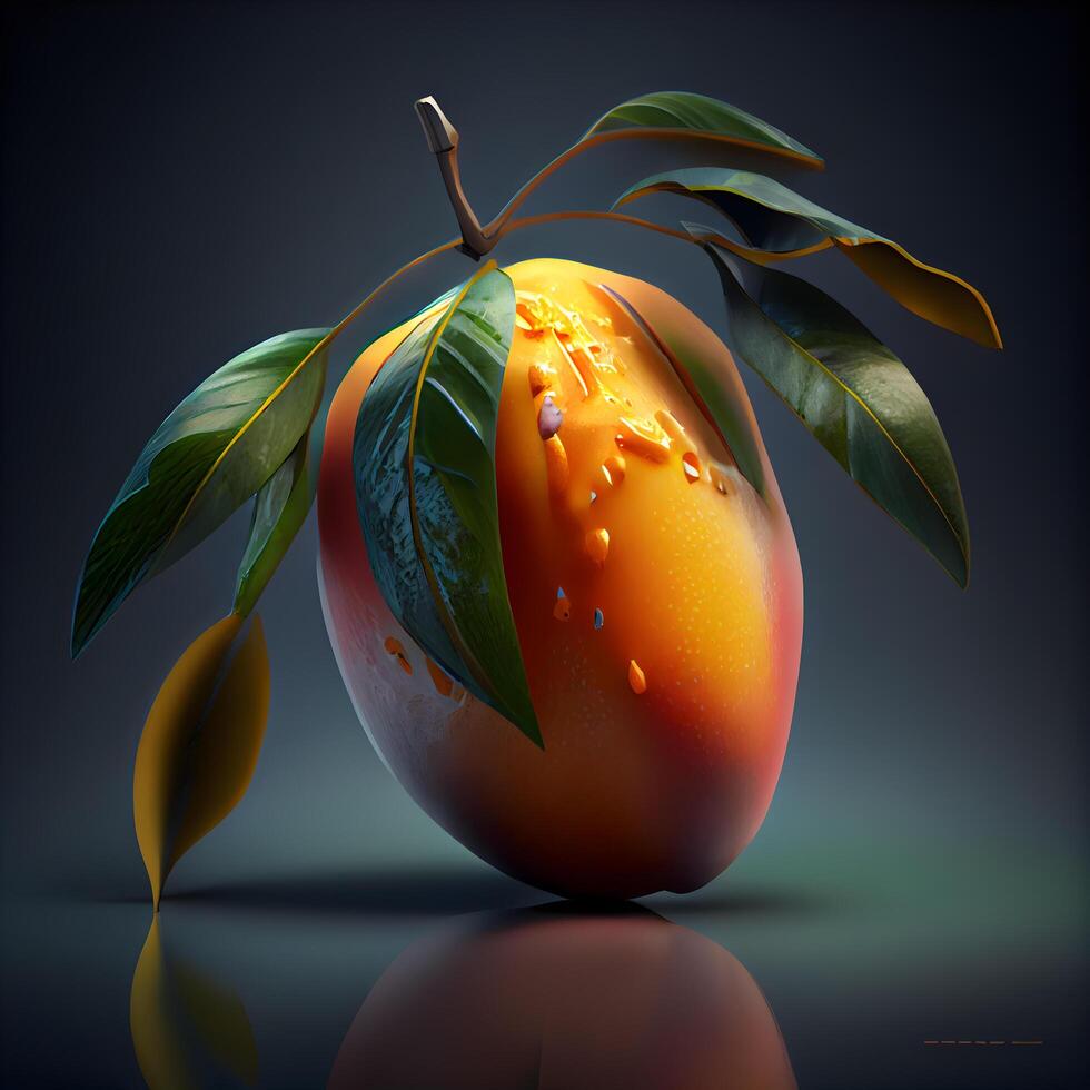 Easter egg with leaves on a dark background. 3d illustration, Image photo