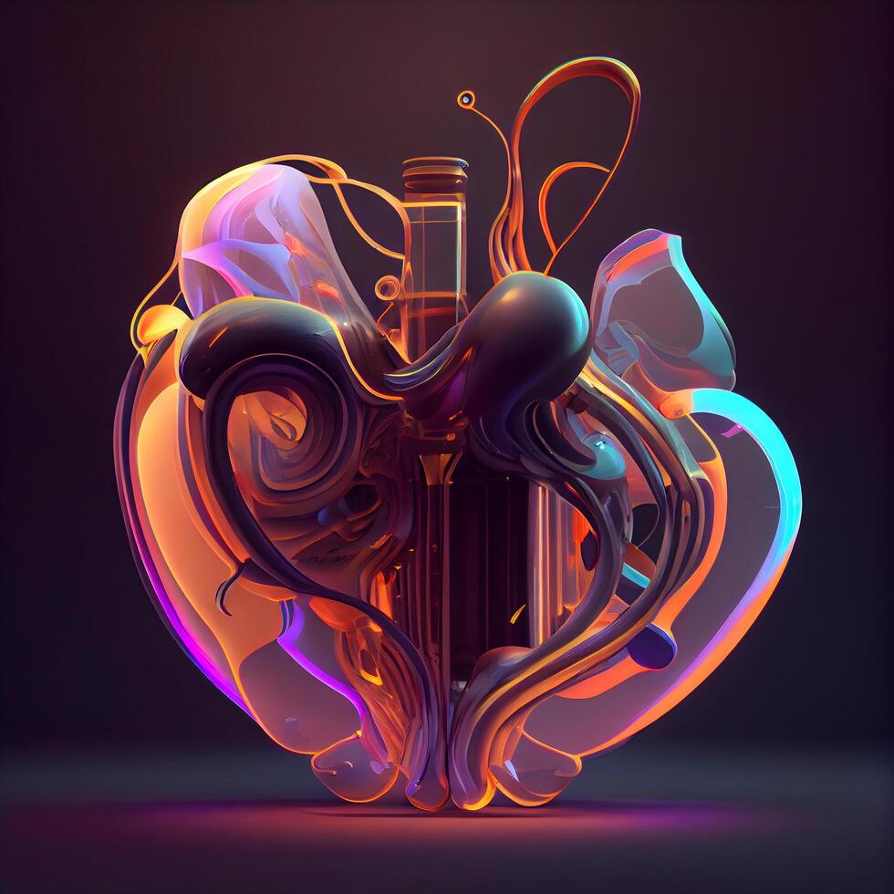 3d illustration of a magic potion in the form of a heart, Image photo