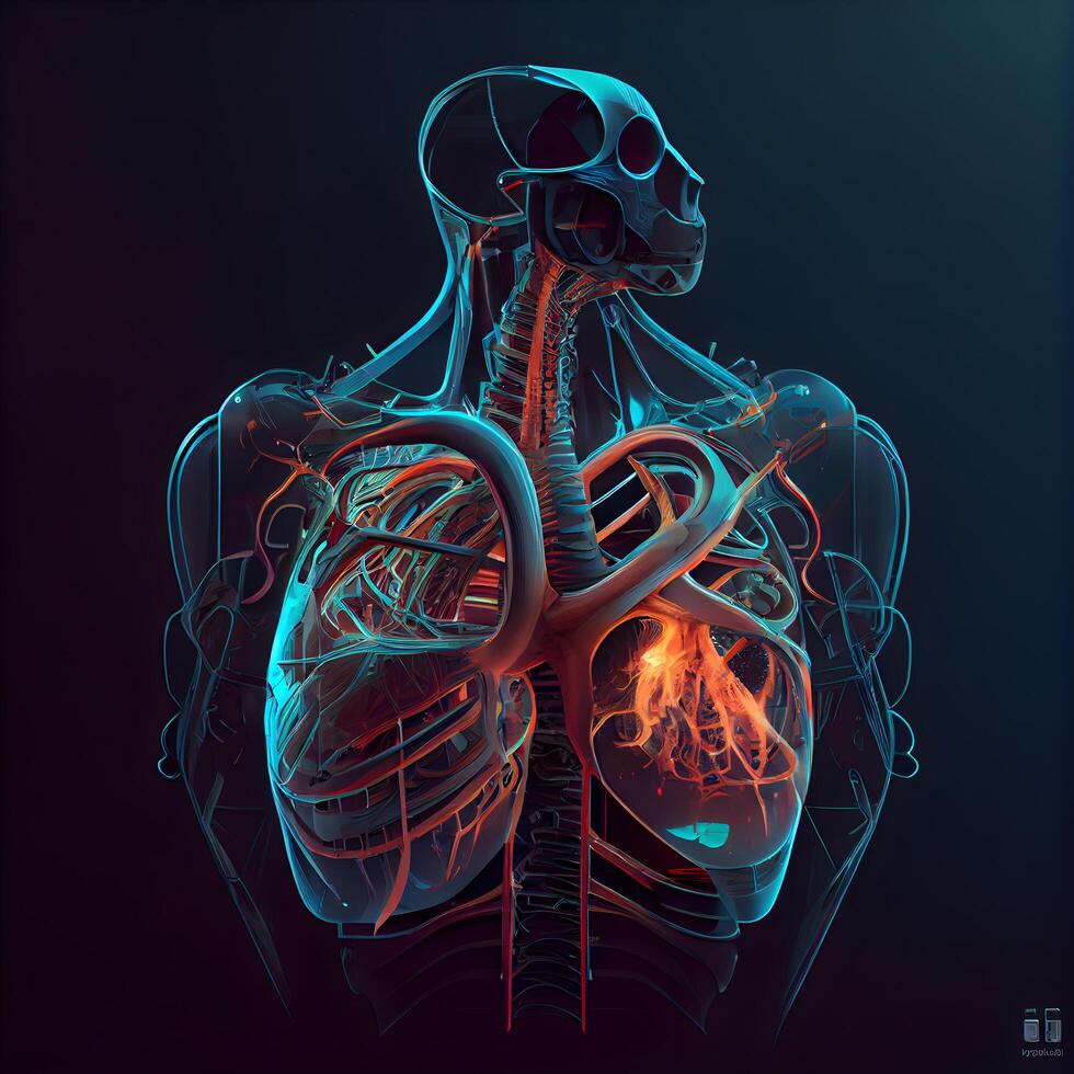 humano respiratorio sistema anatomía para médico concepto 3d ilustración, ai generativo imagen foto