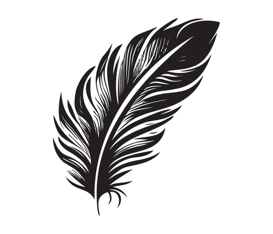 Fluffy Feather Silhouette, bird feathers simple style vector image