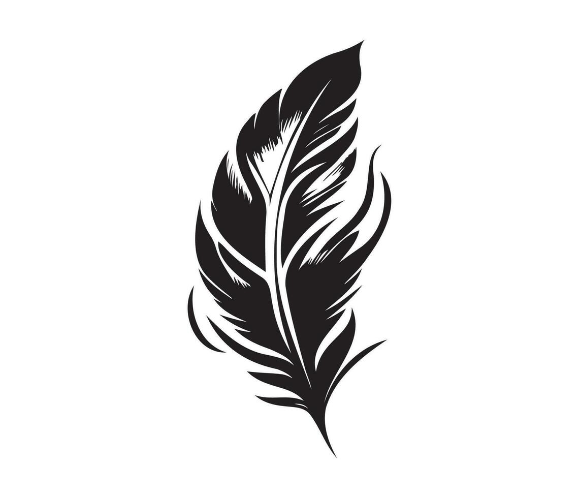 Fluffy Feather Silhouette, bird feathers simple style vector image