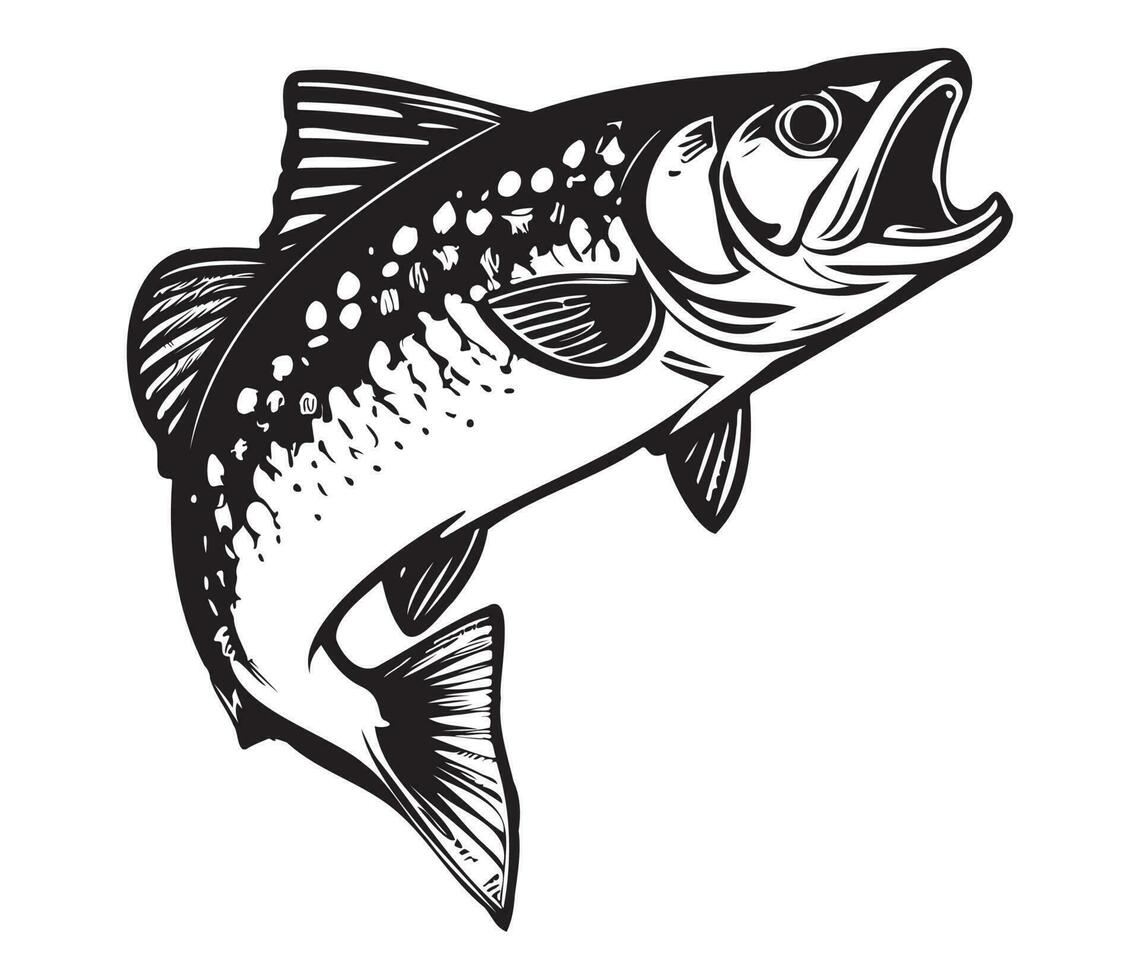 Trout Fish, trout jumping icon, Freshwater Salmon catch emblem, Fish jump sign vector