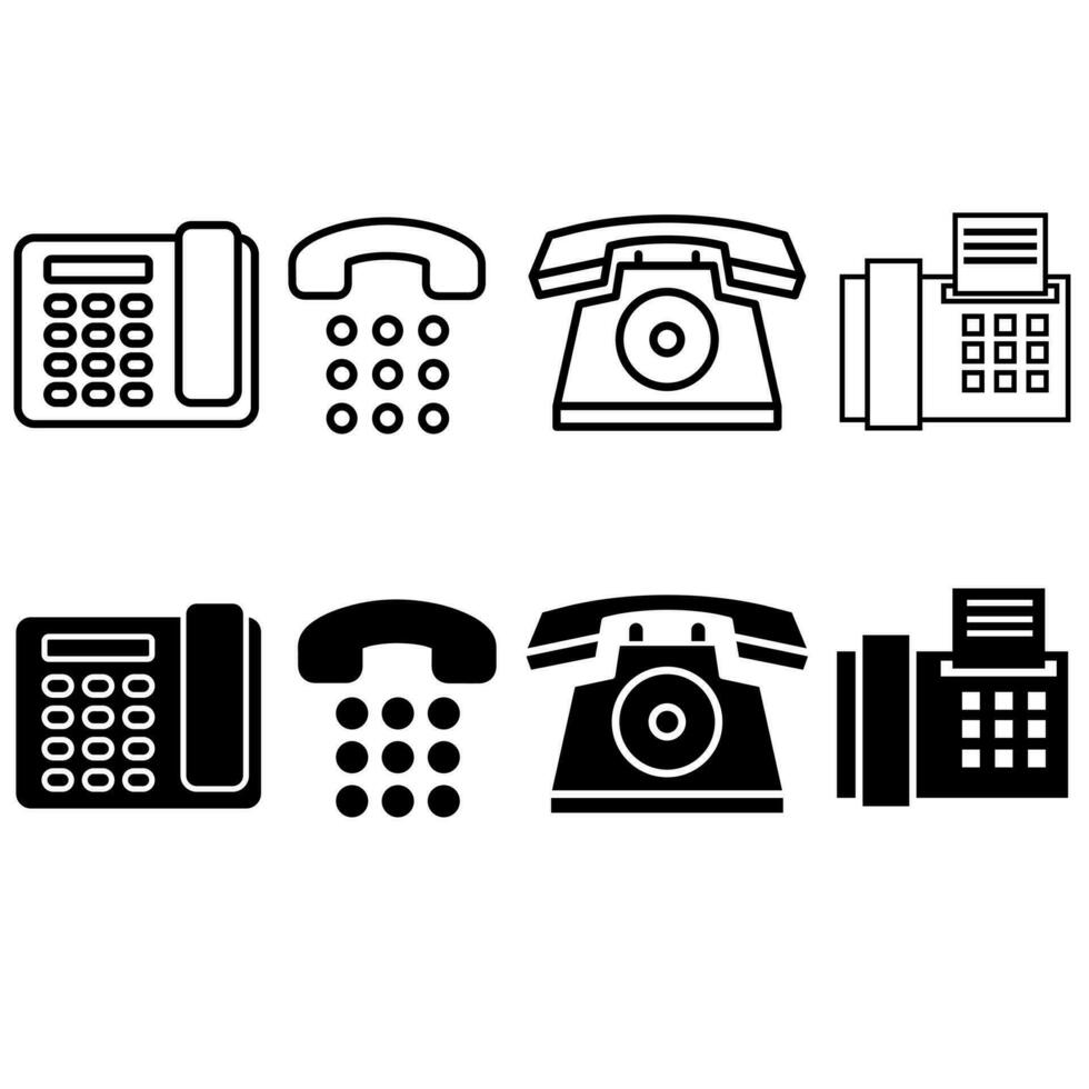oficina teléfono icono vector colocar. llamada ilustración firmar recopilación. teléfono símbolo.