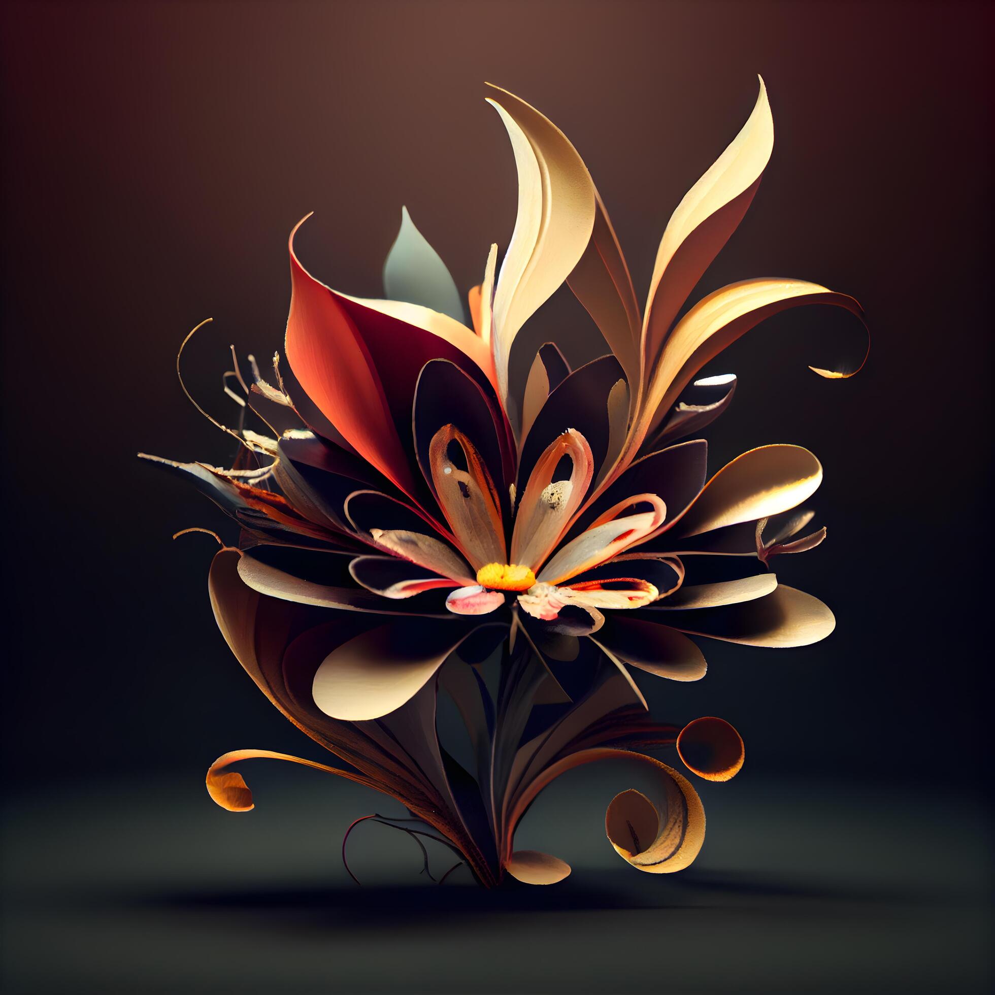 abstract fractal flower on a dark background, digital artwork for ...