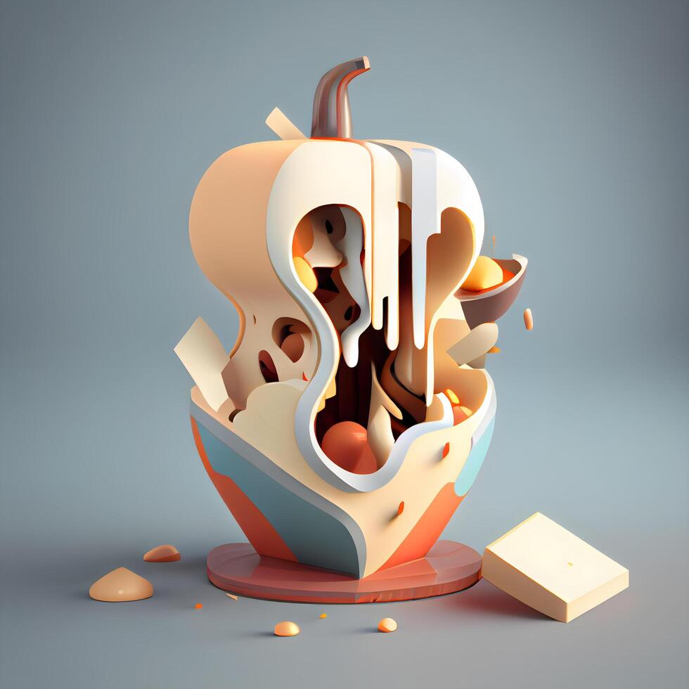 Broken paper box with basketball and pumpkins. 3d illustration, Image photo