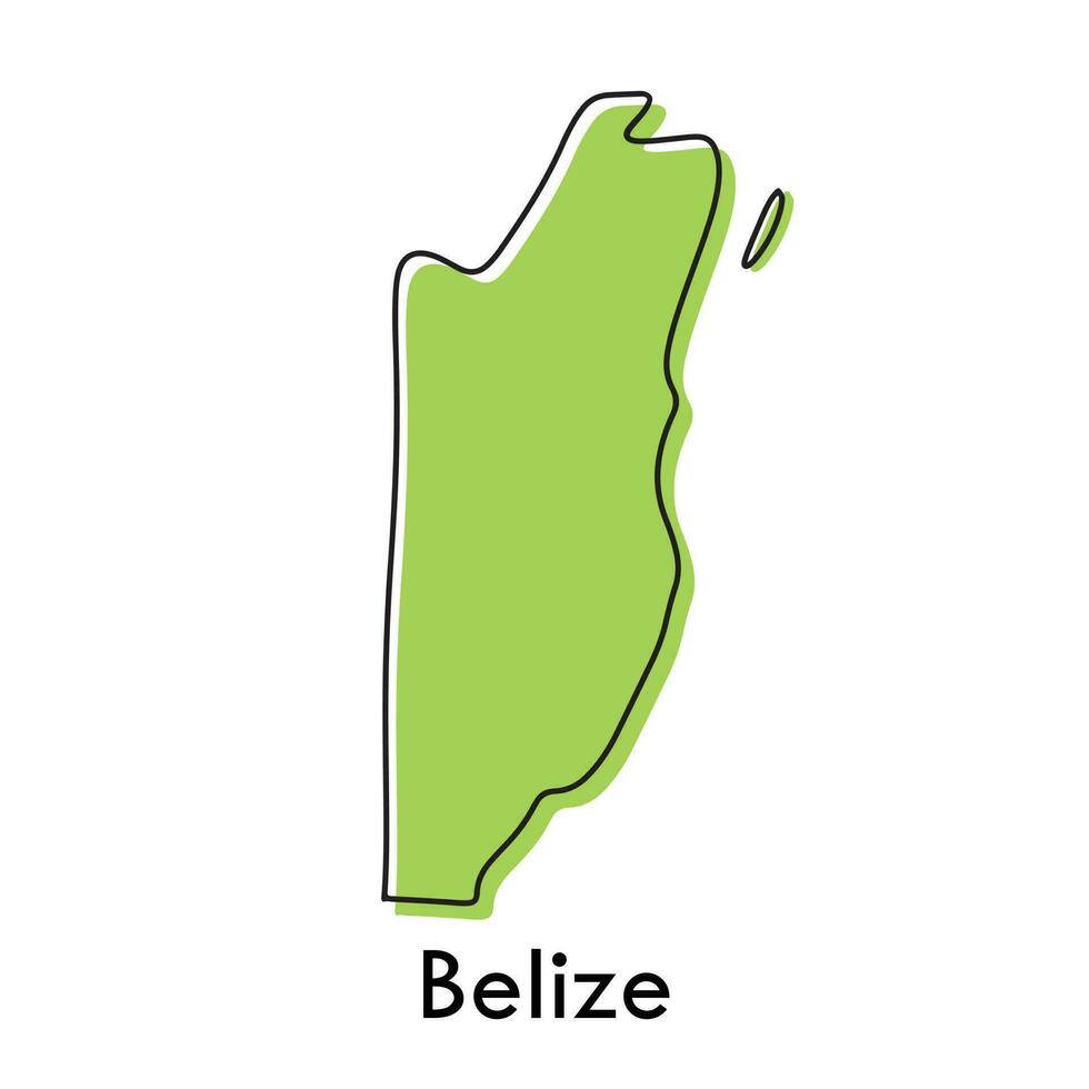 Belize map - simple hand drawn stylized concept with sketch black line outline contour. country border silhouette drawing vector illustration