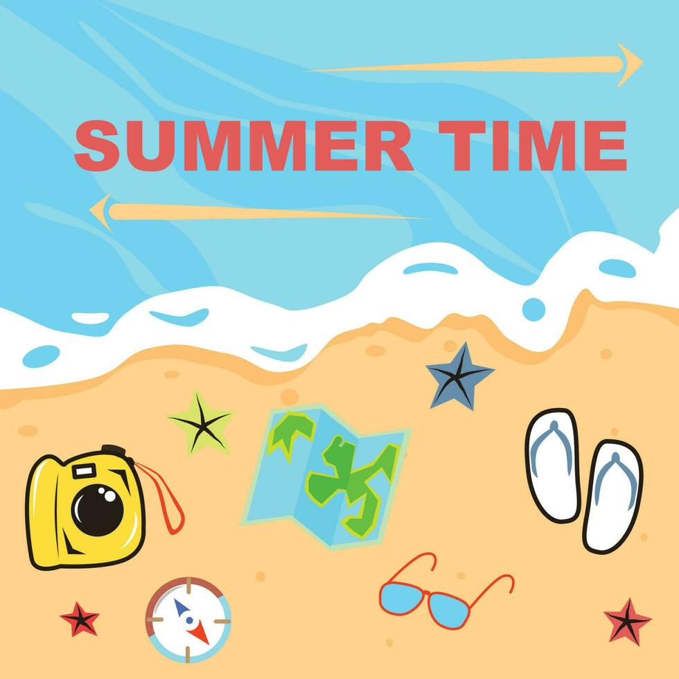 Summer time on the beach poster. vector