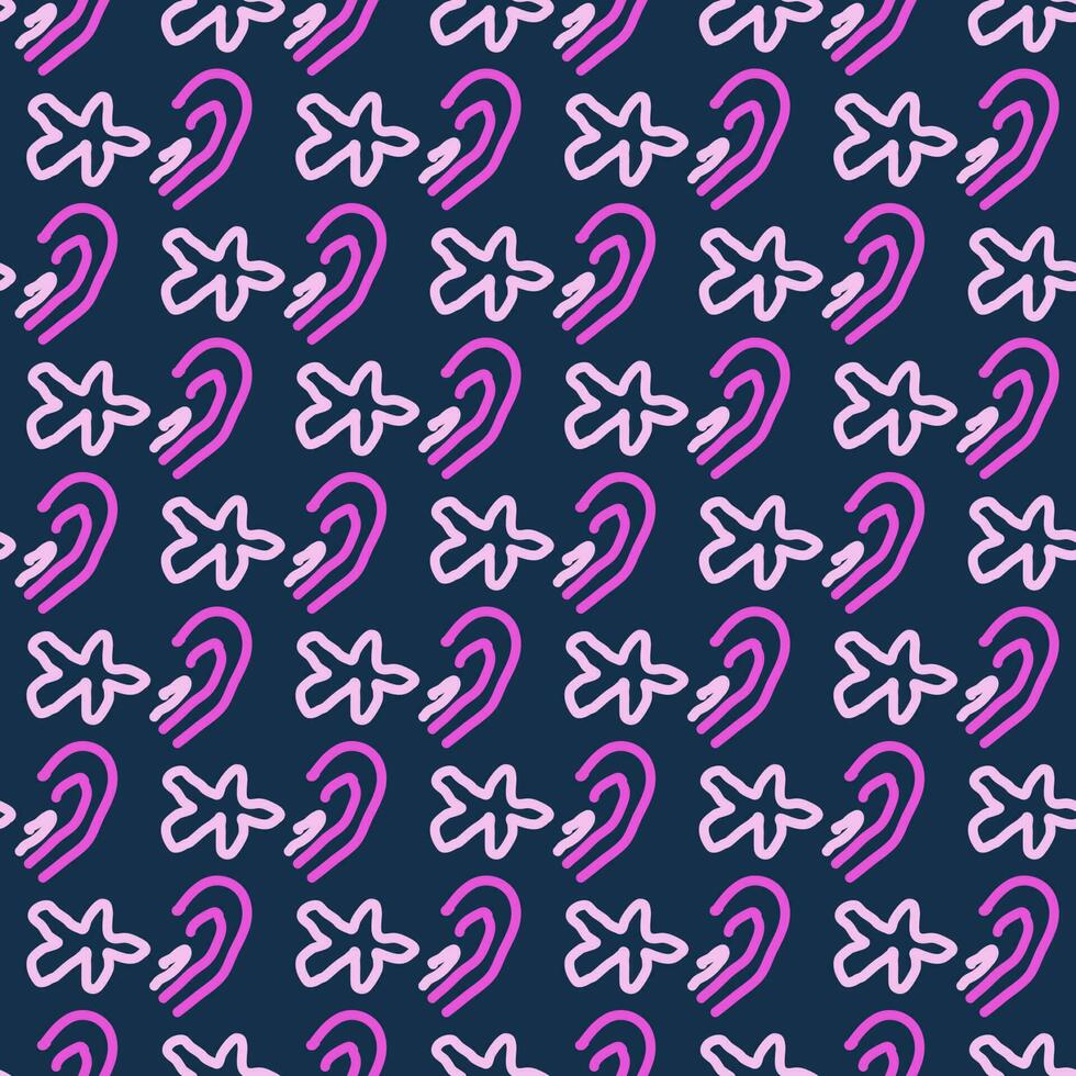 Seamless color pattern of linear doodle squiggles. vector