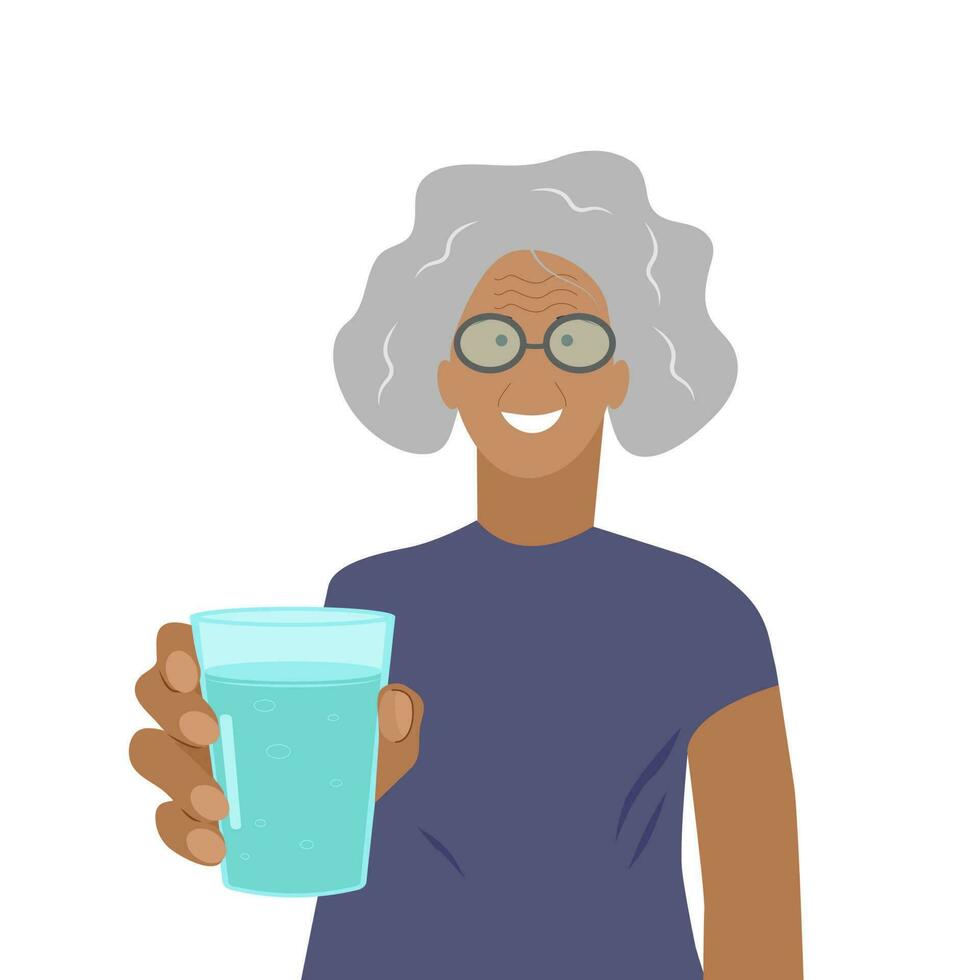 Drinking regime a woman holds a glass. vector