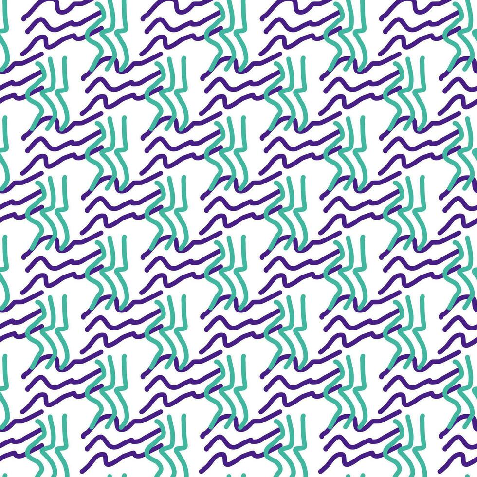 Seamless color pattern of linear doodle squiggles. vector