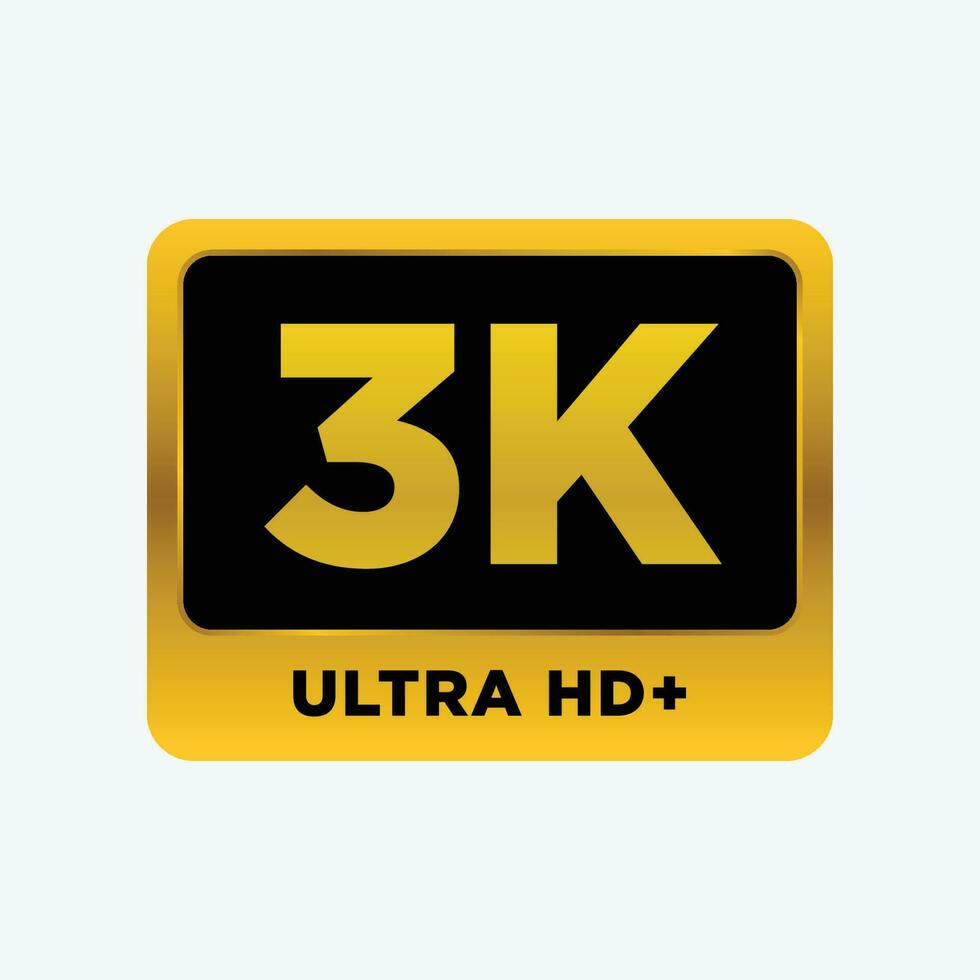 Video Resolution 3k Icon Label Vector