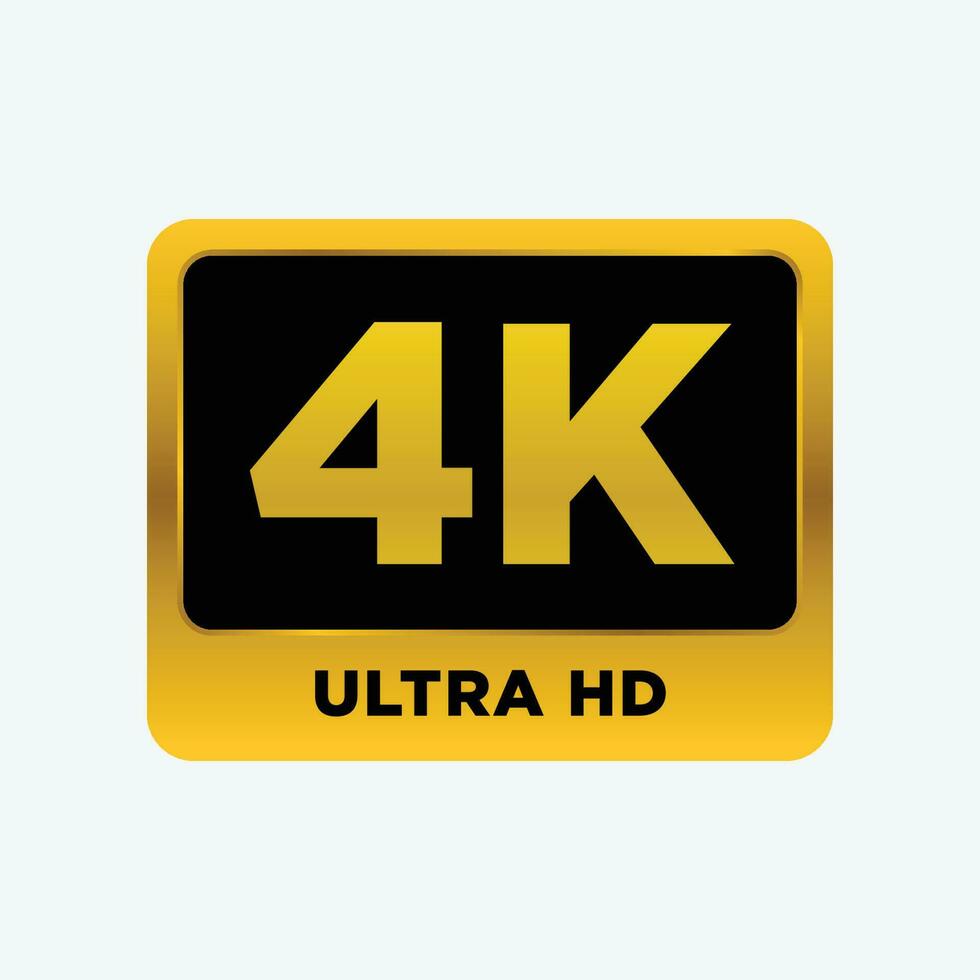 Video Resolution 4k Icon Label Vector