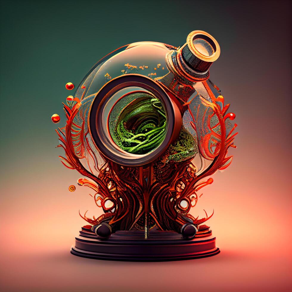 Magic potion in a bottle. 3D illustration. Elements for design., Image photo