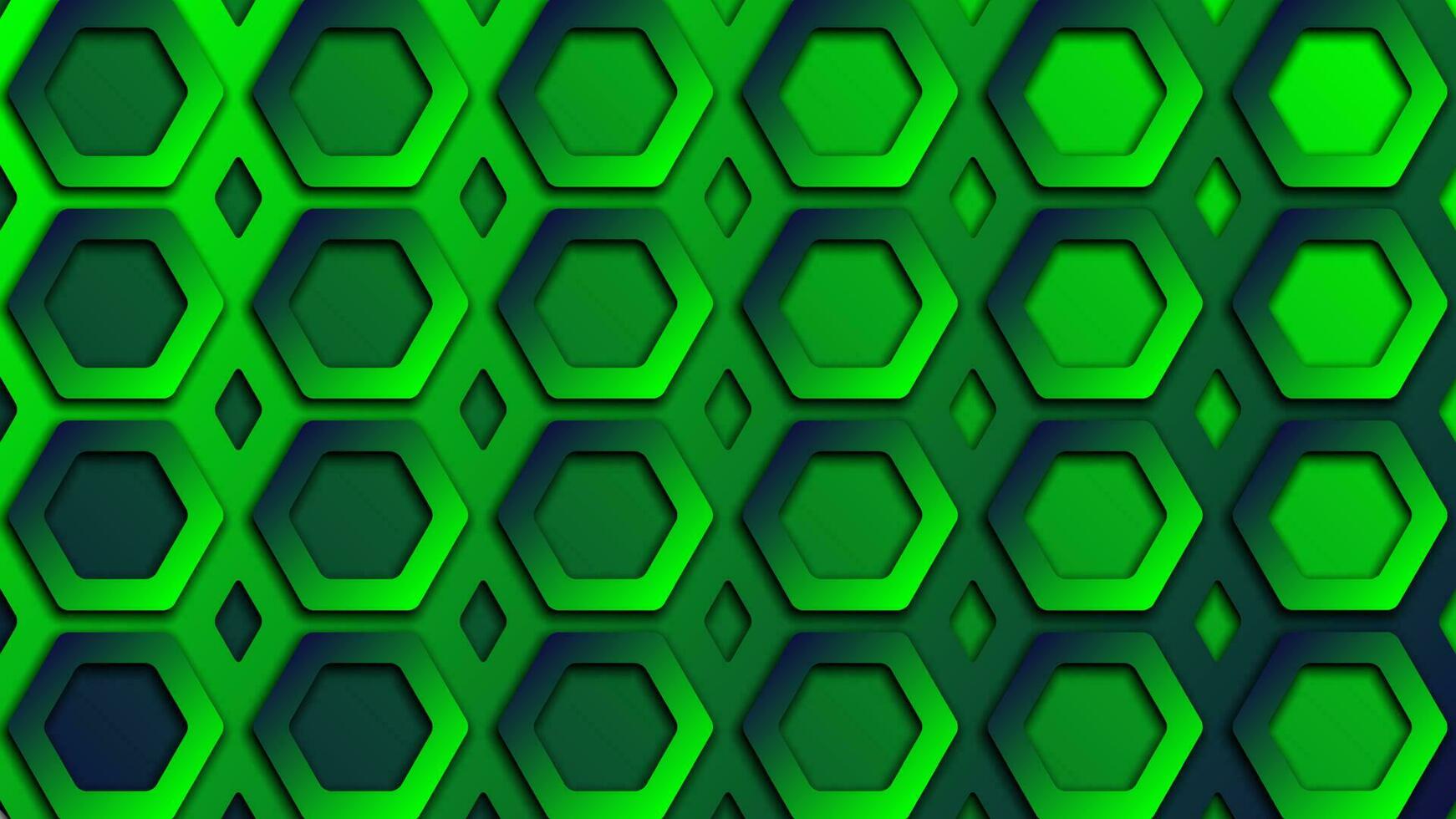 Abstract background of hexagons in green colors. 3d render illustration vector