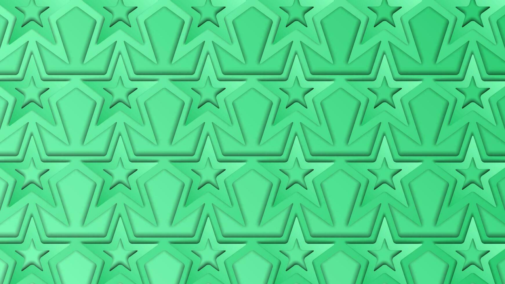 Green star pattern on a green background. Paper cut 3D shapes. Abstract background. Vector illustration for your design