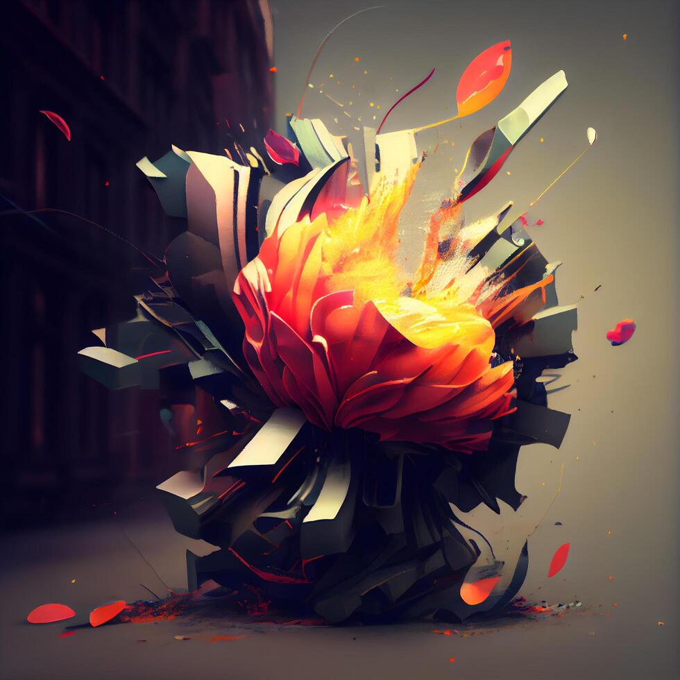 Abstract background with explosion. 3d rendering, 3d illustration., Image photo