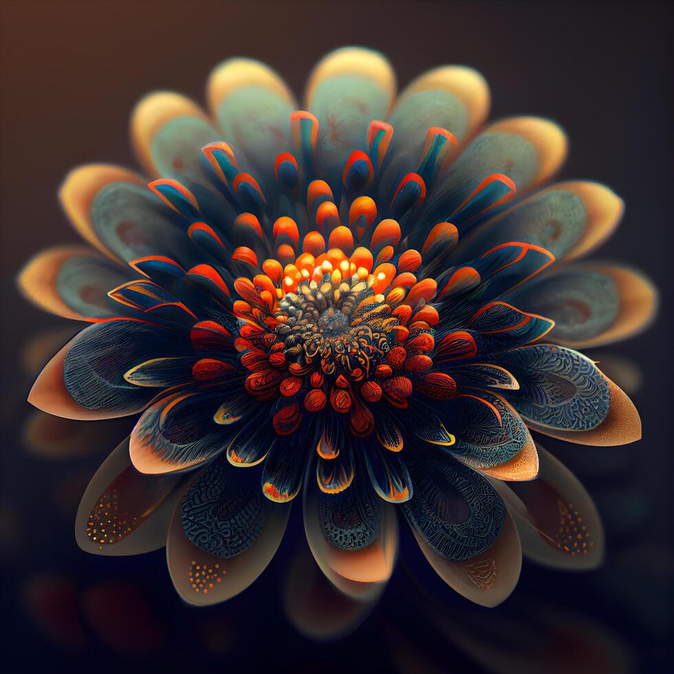 macro de cerca de fractal flor, digital obra de arte para creativo gráfico diseño, ai generativo imagen foto