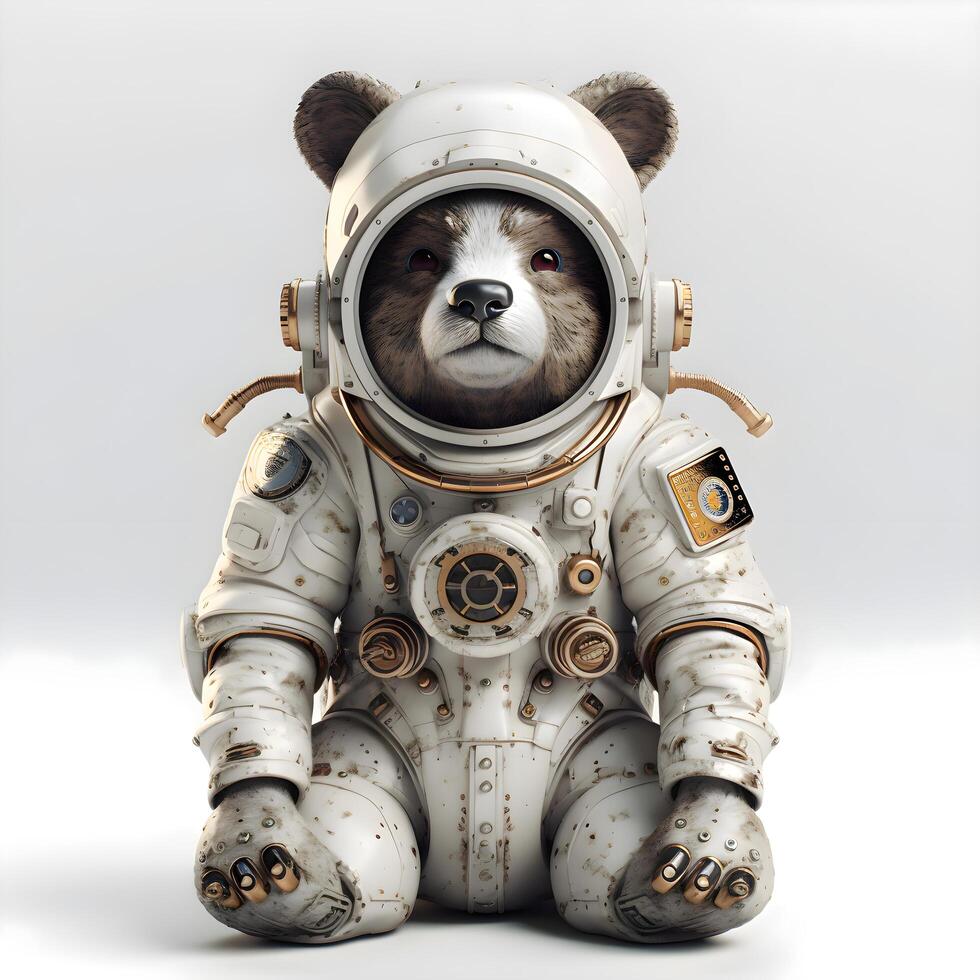 Astronaut in spacesuit isolated on white. 3D illustration, Image photo
