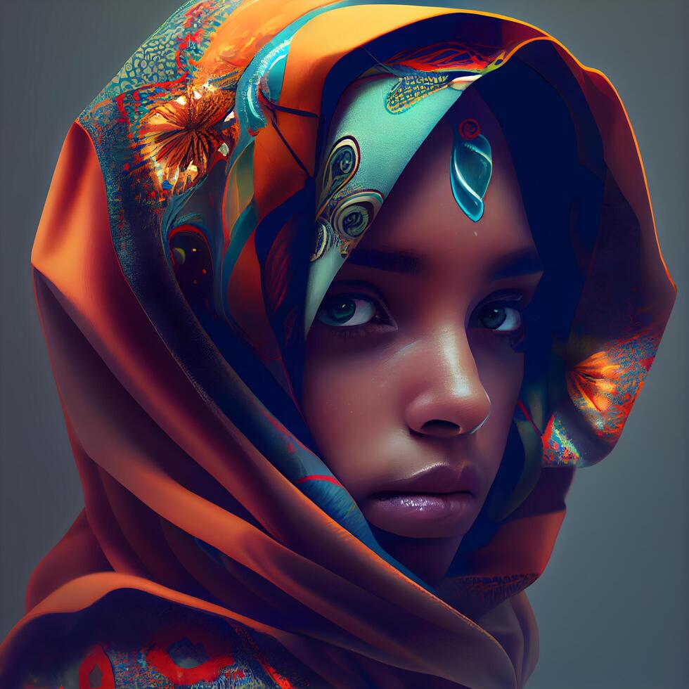 Portrait of a beautiful african woman in a headscarf., Image photo