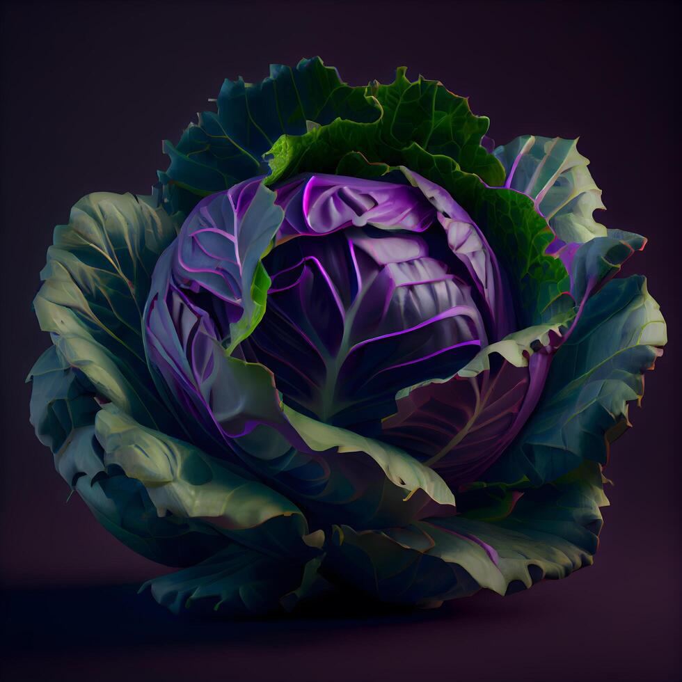 cabbage in a vase, 3d illustration, dark background, Image photo