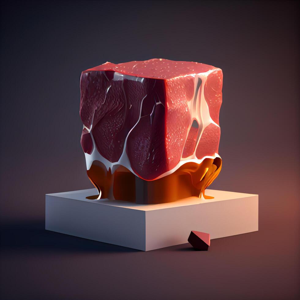 3d rendering of a piece of red marble on a black background, Image photo