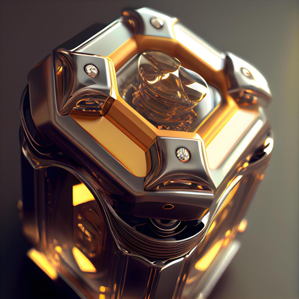3d rendering of a golden camera on a black background. 3d illustration., Image photo