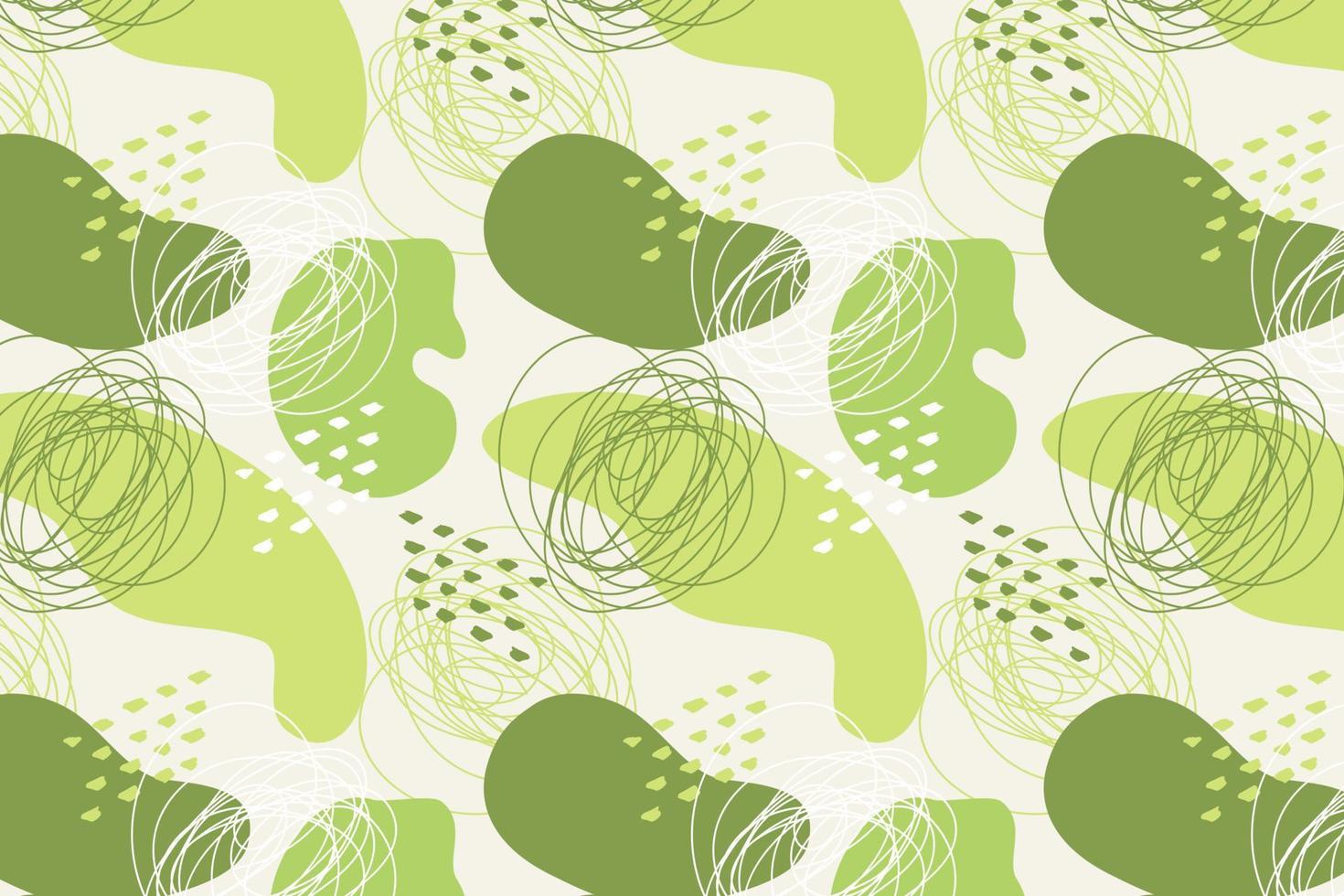 Pattern green bio eco abstract boho style, doodle drawn. vector