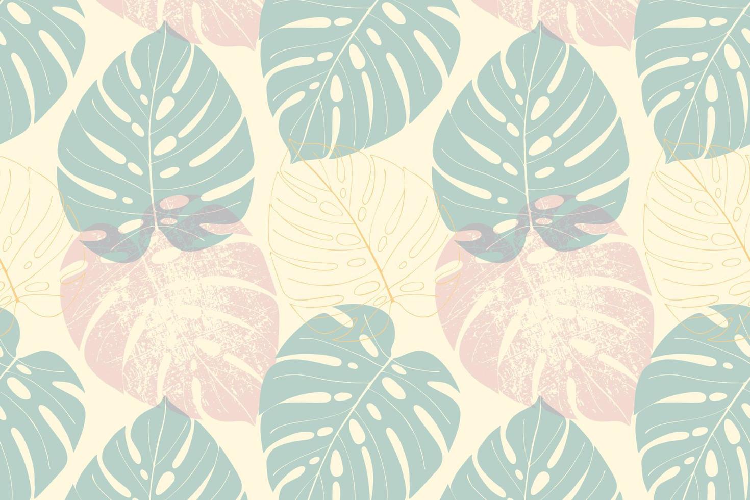 Monstera pattern tropic abstract , pastel colors. vector