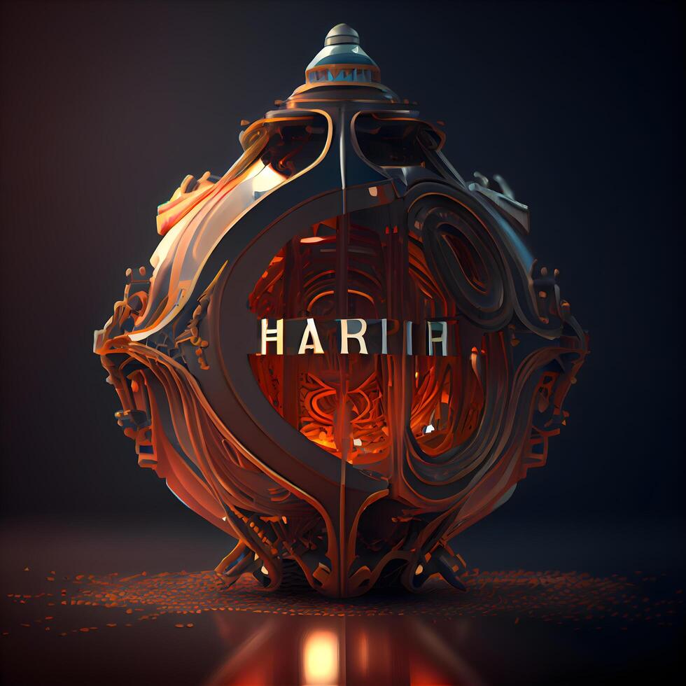 Harmony concept. 3D illustration of a beautiful vintage bottle with the inscription on it., Image photo